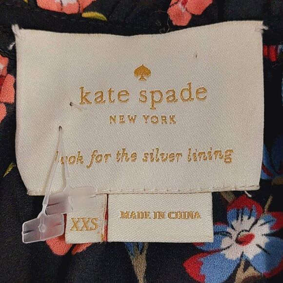 Kate Spade Meadow Floral Shift Dress Black Pink XXS NWOT - Picture 7 of 12